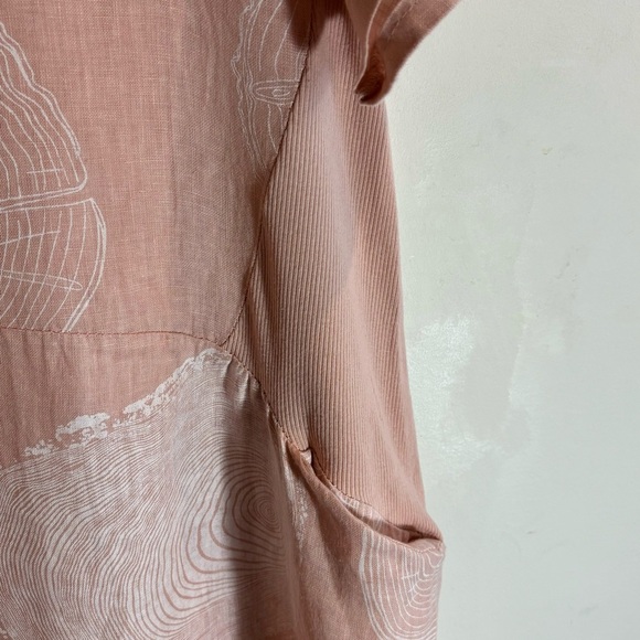 ME & GEE Sz XL Dress 100% Linen Ribbed Jersey Knit Bodice Pockets Flowy - Picture 2 of 7